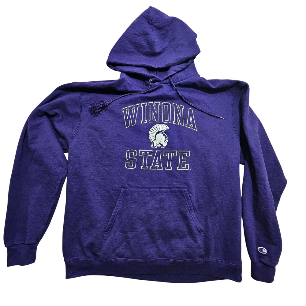 Champion Winona State University Hoodie Purple Graphic Sweatshirt Mens XL CS2071